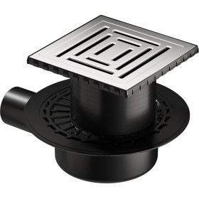 Resim V-Flow Kare 5607318 Yalıtımlı Duş Kanalı, Yandan Çıkışlı, 15X15 Cm, Dk 800 Kapak, Parlak Krom 