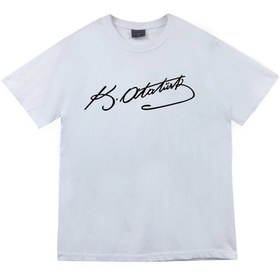 Resim fame-stoned Gazi Mustafa Kemal Atatürk Baskılı Unisex %100 Pamuk Beyaz T-shirt 