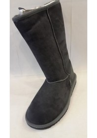 Resim Bayan Hakiki Kuzu Derisi Kürklü Bot Antrasit Füme 