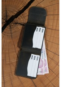 Resim Lenax Leather Mono Hakiki Deri Erkek Cüzdan Gerçek Deri Kartlık Ve Bozuk Para Bölmeli Haki 