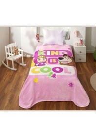 Resim Taç Lisanslı Battaniye Masha And Bear Kind İs Cool Tek Kişilik 