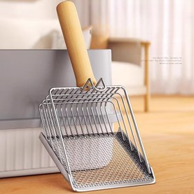 Resim Ağır Hizmet Tipi Uzatmalı Saplı Kedi Kumu Küreği - Geniş Açıklıklı, Yapışmaz Tasarım, Kolay Temizlik, Topak Giderme, Kum Havuzu ve Kedi Kutusu Bakımı İçin İdeal - Çoklu Kedi Evleri ve Büyük Kedi Kutuları İçin Uygun, İnce Parçacık Filtreli 