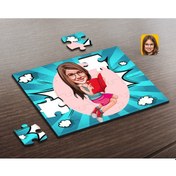 Resim Kişiye Özel Kız Çocuk Karikatürlü Ahşap Puzzle-5 