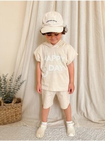 Resim Kapüşonlu Yazlık Baskılı Takım 2404kpsnyzlyk Bej 