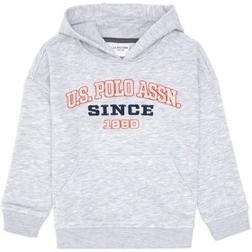Resim U.S. Polo Assn. Erkek Çocuk Açık Gri Melanj Kapüşonlu Sweatshirt 50313842-VR091 