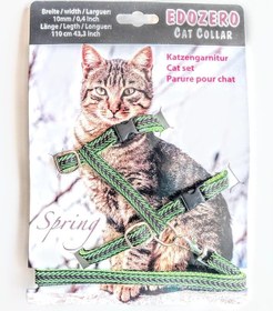 Resim Edozero Kedi Göğüs Tasma Takım Yeşil M 