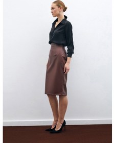 Resim Sateen Deri Kalem Etek - Kahve-135594 Kahve 