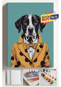 Resim Sayılarla Boyama Seti Numaralı Tuval Fırça Boya Dahil Kasnaklı Set 50x70 Cm - Köpek 01 