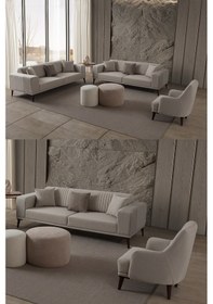 Resim Regnar 3+3+1 Koltuk Takımı Krem Krem 