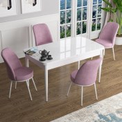 Resim Canisa Concept Han Serisi 70X114, Açılabilir Mdf Mutfak Masa Takımı, Beyaz Masa ve 4 Sandalye 