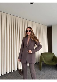 Resim Laluvia Kahverengi Belden Oturtma Blazer Ceket - 9684 Kahverengi 