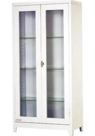 Resim İlaç ve Ecza Dolabı | Metal Boydan Camlı | Çift Kapılı Revir Dolabı 