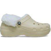 Resim Crocs Classic Platform Fuzz Lined Clog Bone Terlik 212854 2y2 Bej 