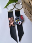 Resim Esey Dizayn Tom ve Jerry Anahtarlık Deri - Motosiklet Anahtarlık 
