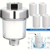 Resim 5 adet duş filtresi, mutfak filtresi su arıtıcısı, yüksek doğruluklu evrensel duş su filtresi, değiştirilebilir 5 mikron PP filtre elemanı, tekrar kullanılabilir banyo banyo duş başlığı filtresi, cilt saç tırnakları için iyileştirme 