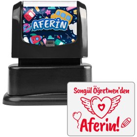 Resim Kişiye Özel Aferin Öğretmen Kaşesi - Motive Edici Ödül Kaşesi 