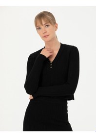 Resim Pierre Cardin Kadın Siyah Triko Kazak 50276214-vr046 Siyah 