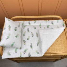 Resim İndirimli Ürün - Alt Açma Matı ve Yastık - Çift Taraflı - Yeşil Tüy 