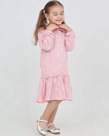Resim Toontoy Kids Toontoy Kız Çocuk Çiçek Nakışlı Bebe Yaka Elbise Açık Pembe 