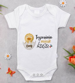 Resim Bitmeyen Kartuş Bk Kids Isimli Teyzesinin Minik Kuşu Tasarımlı Bebek Body Zıbın - Model 1 