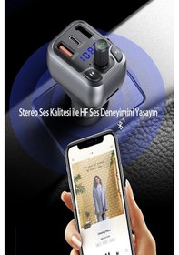 Resim Qpen M63 Bluetooth Usb3.0 Ve Type C Pd Hızlı Şarj Fm Transmitter 
