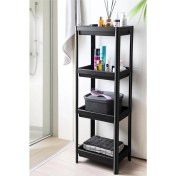 Resim Mim Life Banyo Raf Ünitesi Siyah Banyo Düzenleyici Şampuanlık Dolap Raf 