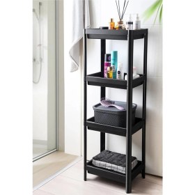 Resim Mim Life Banyo Raf Ünitesi Siyah Banyo Düzenleyici Şampuanlık Dolap Raf 