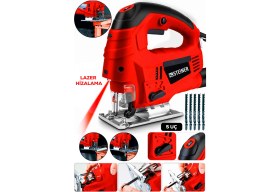 Resim Steiner Alman 4600 W Lazerli Sjs Metal Şanzuman 6 Kademe Devirli Pandül Ayarlı Dekupaj Testere Makinesi 5 Uç Kırmızı 