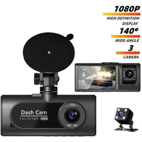 Resim Genel Markalar 3 Yönlü Araç Kamerası DVR Kaydedici Wifi 3 Kameralı Araç DVR 1080P Kamera 