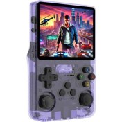Resim Retro Konsol R36S, Taşınabilir Mini Konsol, Linux Sistemi, 3,5 Inç IPS Ekran, Gaming E Ps1, Psp, N64, Nds, Supern, Gameb, Gba, Neog, Tf Kartı 64 GB + 15000 Oyun (Mor) 