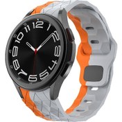 Resim Ekılıf - Samsung Watch 5 Pro 45mm 20mm Uyumlu - Kordon Futbol Desenli Tasarımlı Silikon Kordon Krd-116 - Gri-turuncu 