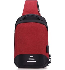 Resim Kırmızı Usb Şarjlı Erkek Çapraz Askılı Çanta - Seyahat, Okul, İş İçin 9.7" Tablet Taşıma Koyu Kırmızı Koyu Kırmızı 