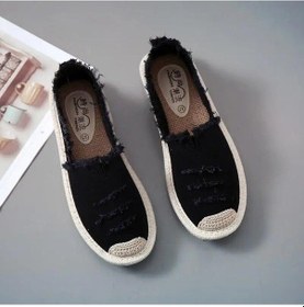 Resim Siyah Kadın Beyaz Daireler Balerin Ayakkabı Rahat Bayan Kanvas Loafer'lar Üzerinde Kayma Nefes Kadın Espadrilles Sürüş Ayakkabı Zapatos Muje Siyah 