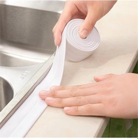 Resim 3,2 Mt Gri Renk Su Sızdırmaz Geçirmez Bant Lavabo Küvet Tezgah Kenar Banyo Mutfak Pencere Yalıtım 