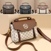 Resim Baskı Kadın El Çantası | Altın Donanım, Herringbone Desen ve Harf "M" Tasarımı ile Büyük Kapasiteli Sentetik Omuz Çantası, Ruj, Cüzdan, Anahtarlar için Ayrılabilir Askı | Günlük Kullanım, Çanta Depolama için İdeal | Geometrik Desenli Çanta | Sentetik Çanta, Küçük Omuz Çantası 