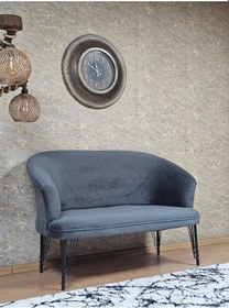 Resim Zafir İkili Teddy Siyah Boyalı Telli Ayak Çay Seti Koltuk İkili Berjer , Balkon, Salon, Ofis Füme 