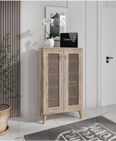 Resim Vns Hasırlı Ayakkabılık Çok Amaçlı Dolap Mutfak Kiler Dolabı Ceviz 