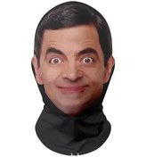 Resim 3d Dikişsiz Maske Komik Yüz Desenli Başörtüsü Yıldız Soğuk İpek Beyaz - Sarı 