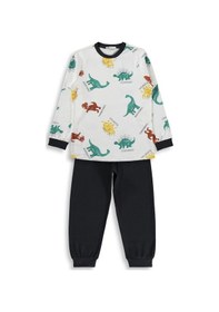 Resim Civil Boys Dinozor Baskılı 6-9 Yaş Pijama Takımı - Gri Füme 