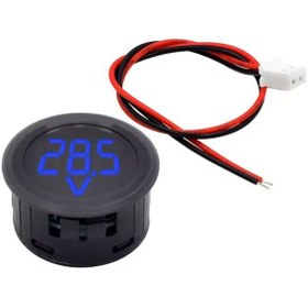 Resim 4-100v Dc Voltmetre Yuvarlak Panel Tip Montajlanabilir Dijital Mavi 