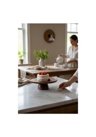 Resim Akayev Akasya 28 Cm Kenar Detaylı Pasta Standı Kahverengi 