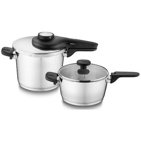 Resim Jumbo Prime Master 4+6 Litre Düdüklü Tencere Seti Çelik Gümüş 