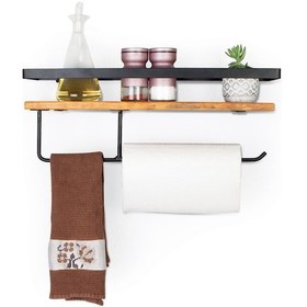 Resim Dekoratif Ahşap Ve Metal Baharatlık Çok Amaçlı Mutfak Banyo Rafı 