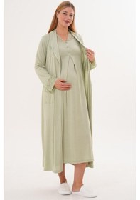 Resim Mecit Pijama Mecit 6331 Yeşil Sabahlıklı Lohusa Gecelik Takım 