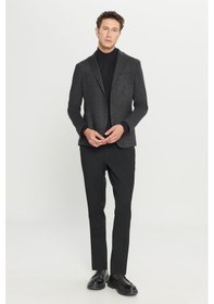 Resim Premıum Altınyıldız Erkek Antrasıt Yünlü Slim Fit Dar Kesim Mono Yaka Torba Cepli Blazer Ceket Antrasit 