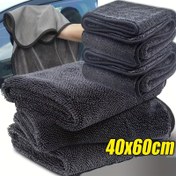 Resim 1 adet Süper Emici Çift Taraflı Mikrofiber Temizlik Havlusu, Çok Yüzeyli Temizlik için %100 Pamuk Büküm Döngü Detaylı Bez 