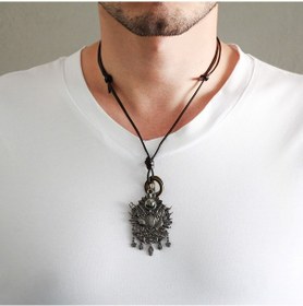Resim Nipora Arma Tasarım Ayarlanabilir Ip Zincirli Pirinç Erkek Kolye Kahverengi 