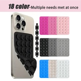 Resim 5/4/3/2/1 Silikon Telefon Emme Kupa, Her Tarafta 24 Emme Kupası Bulunan Kare Telefon Tutucu, 20 Renk Seçeneği, Evrensel Çok Amaçlı Çift Taraflı Kalınlaştırılmış Silikon Telefon Tutucu 