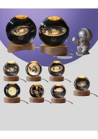 Resim Usb Bağlantılı Samanyolu Galaksi Küre Ahşap Standlı 3d Işıklı Dek 