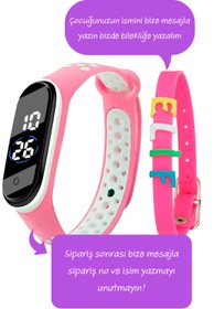 Resim Korikom Pembe Dijital Led Çocuk Kol Saati 4-15 Yaş - Isme Özel Bileklik Kombin Sptk00010 